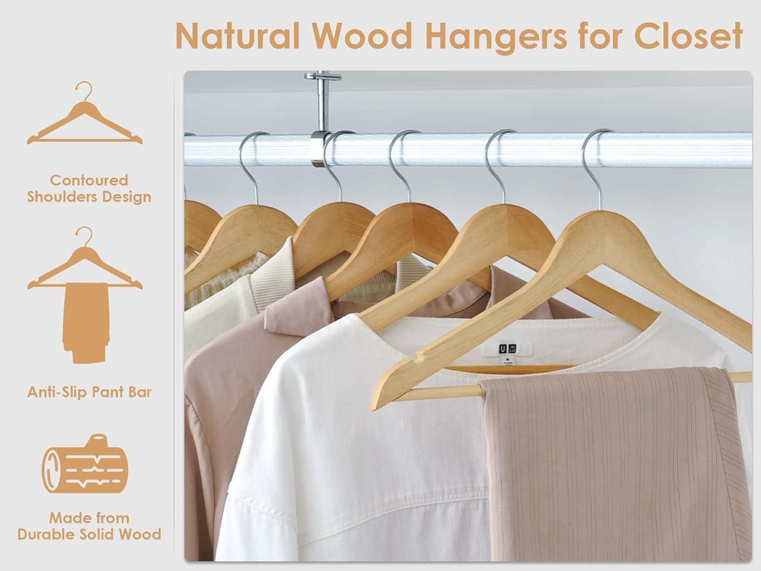 Wooden Clothes Hangers (20 - Pack) – Heavy - Duty Natural Wood Coat Hangers for Suits, Shirts, Pants & Jackets - OurOwnHaven