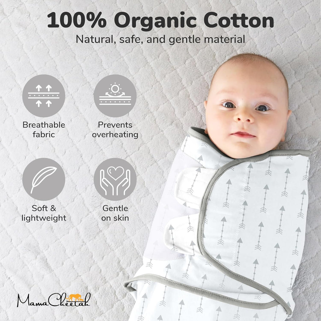 Organic Baby Swaddle Blankets (3 - Pack) – Adjustable Newborn Swaddle Sleep Sacks for 0–3 Months, Easy Wrap, Soft & Breathable, Grey - OurOwnHaven