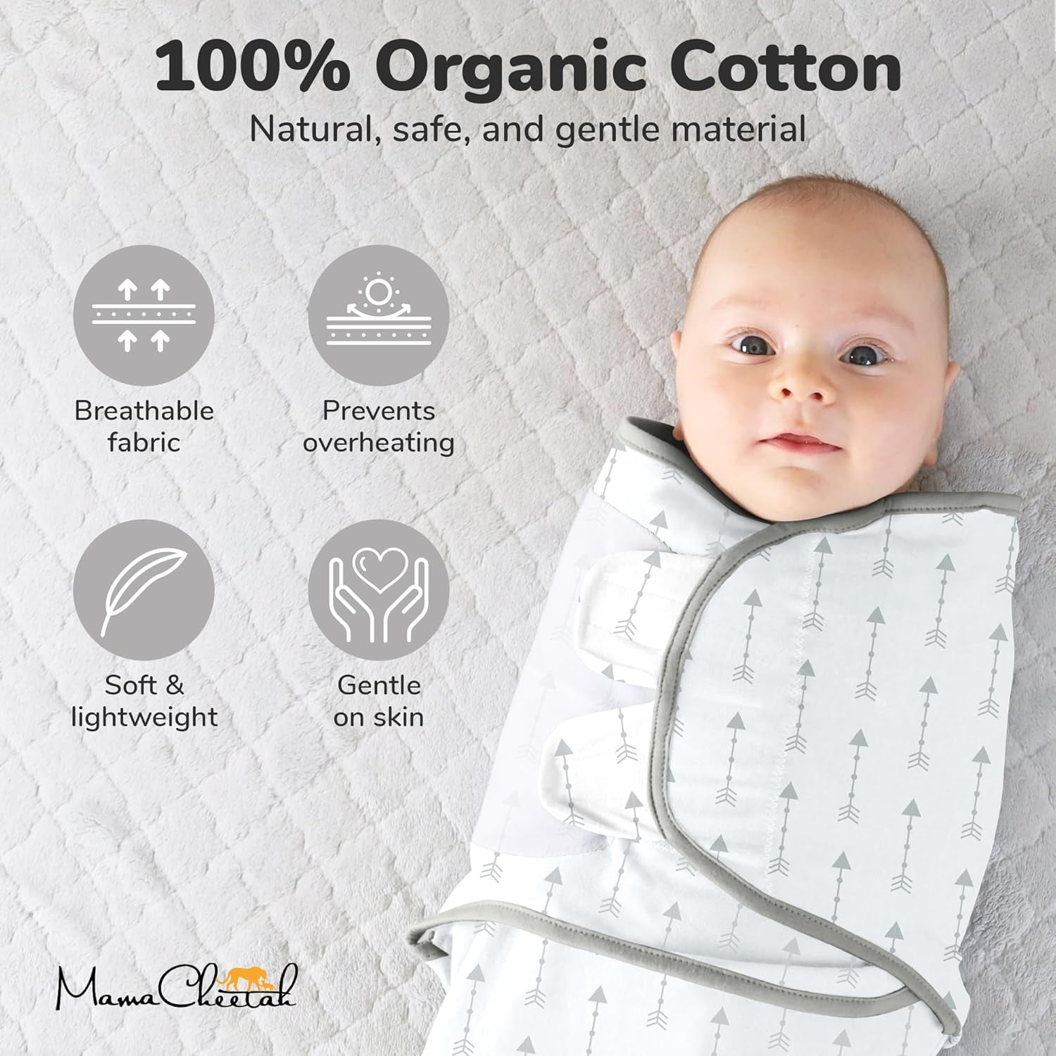 Organic Baby Swaddle Blankets (3 - Pack) – Adjustable Newborn Swaddle Sleep Sacks for 0–3 Months, Easy Wrap, Soft & Breathable, Grey - OurOwnHaven