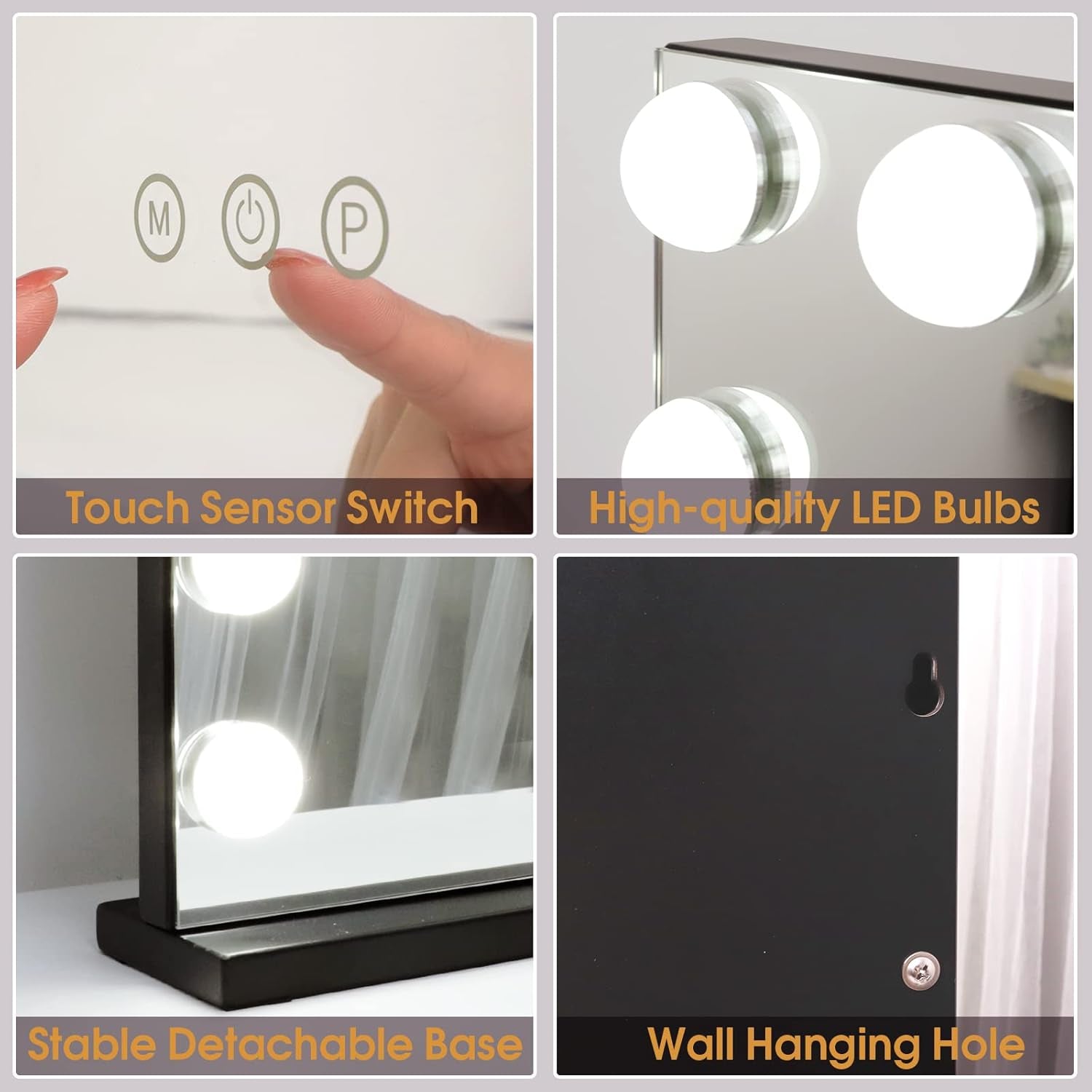 Large Hollywood Vanity Mirror with Lights – Black Makeup Mirror with 15 LED Bulbs & 3 Color Lighting Modes for Bedroom or Vanity - OurOwnHaven