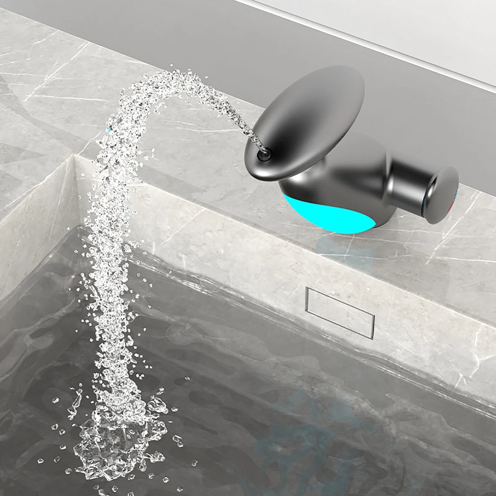 Bathroom Vanity Faucet with Pull Out Sprayer Hot & Cold Water LED Ambient Light Single Handle Modern Black Finish Copper 1 Hole Mount PPA Fiber - OurOwnHaven