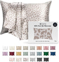 22 Mm 100% Pure Mulberry Silk Pillowcase – 6A Grade, Cooling & Double-Sided for Hair & Skin, Envelope Closure (Leopard, Standard 20”×26”)