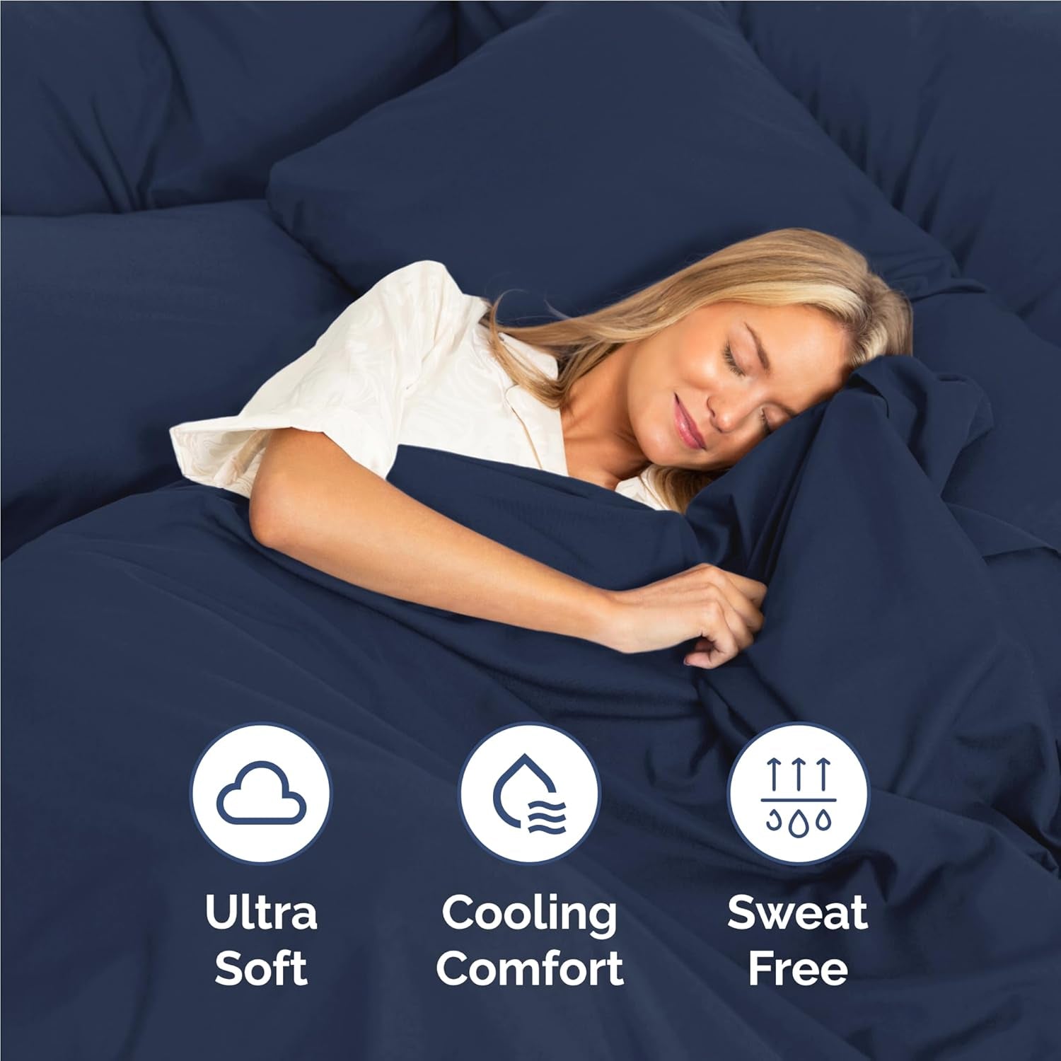 Twin XL 3 - Piece Sheet Set – Breathable Cooling Bedding with Deep Pockets, Soft, Wrinkle - Free & Oeko - Tex Certified (Navy Blue) - OurOwnHaven