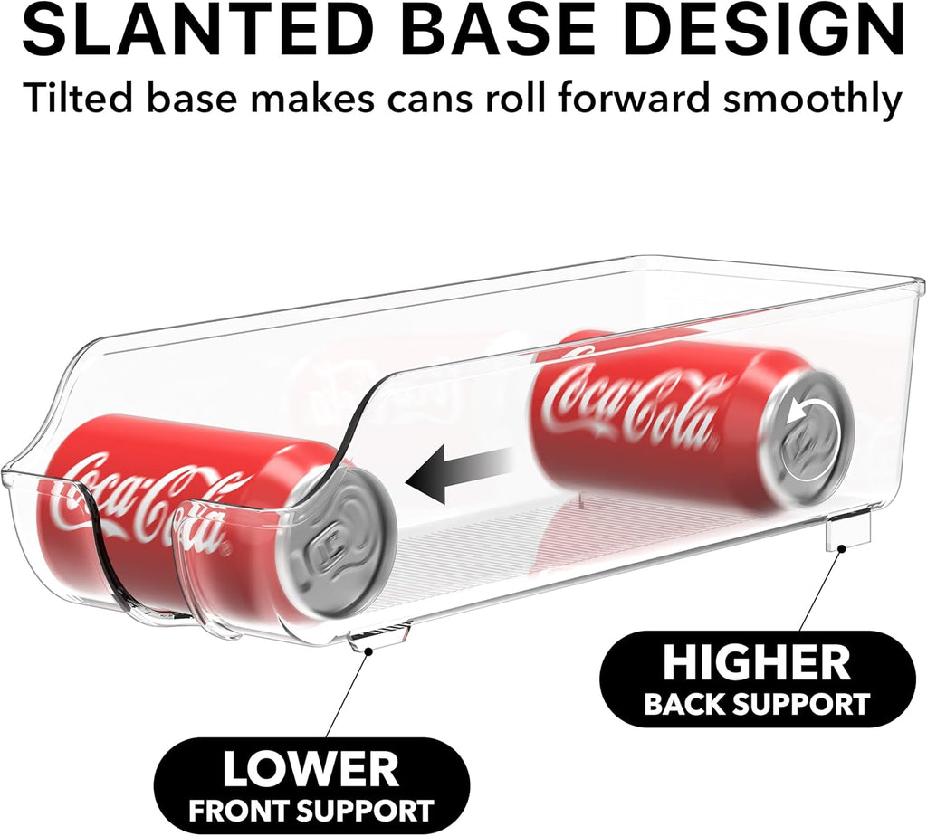 Soda Can Organizer and Dispenser for Refrigerator / Pantry, Clear, Set of 2 - OurOwnHaven