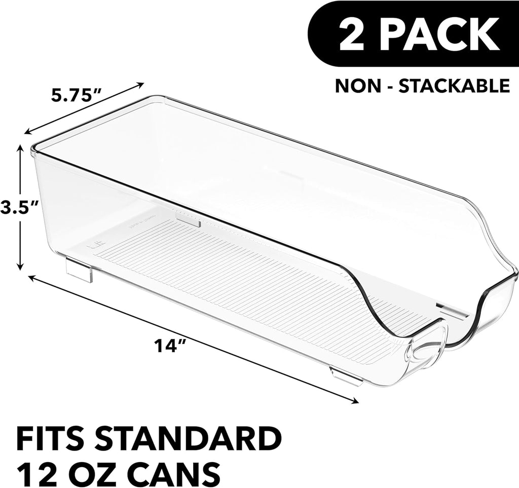 Soda Can Organizer and Dispenser for Refrigerator / Pantry, Clear, Set of 2 - OurOwnHaven