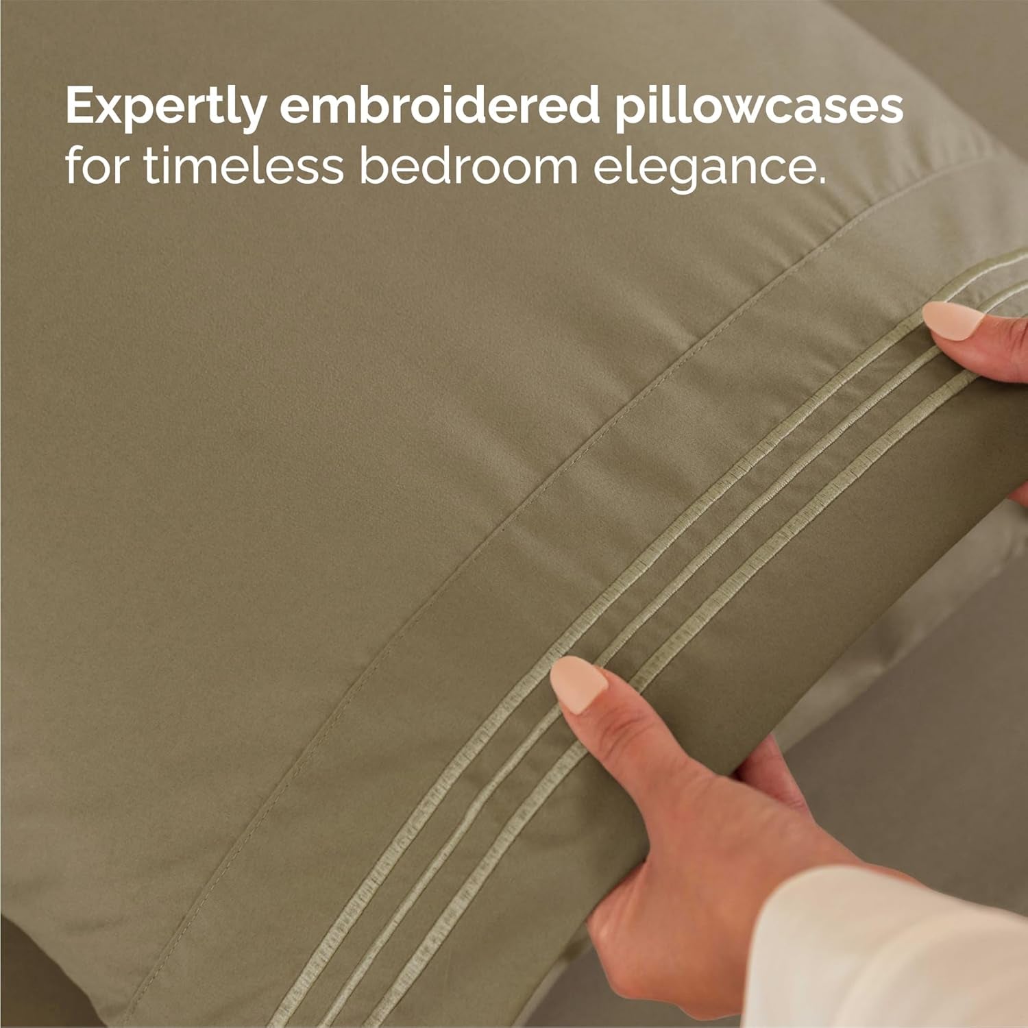 Queen Size 4 - Piece Sheet Set – Breathable Cooling Sheets with Deep Pockets, Ultra - Soft, Wrinkle - Free & Oeko - Tex Certified (Khaki) - OurOwnHaven