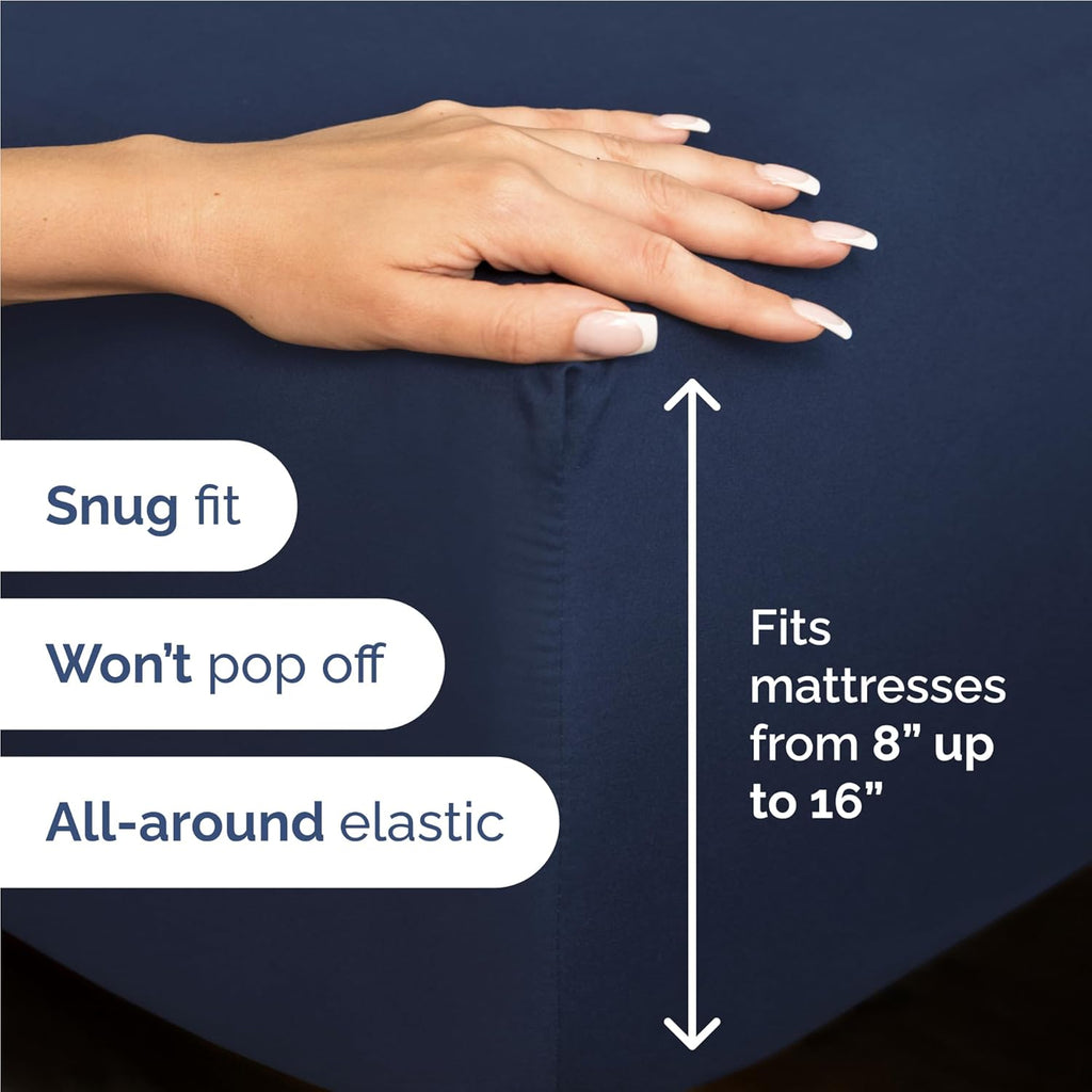 Twin XL 3 - Piece Sheet Set – Breathable Cooling Bedding with Deep Pockets, Soft, Wrinkle - Free & Oeko - Tex Certified (Navy Blue) - OurOwnHaven