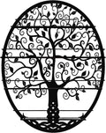 Wall-Mounted Essential Oil & Nail Polish Organizer – Oval Black Display Shelf with Tree Silhouette, Decorative Bottle Storage Rack