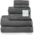 Franklin 100% Cotton Popcorn Towel Set – 6-Piece 600 GSM Plush Bath Towels, Soft, Absorbent & Durable (Dark Gray)