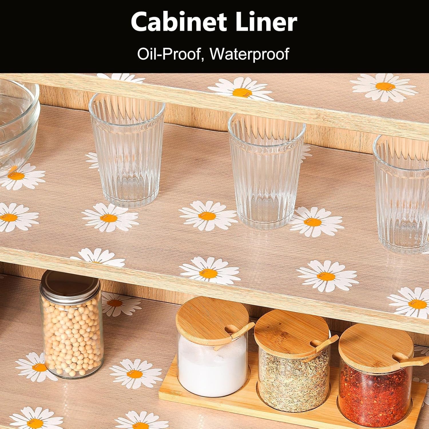 Kitchen Shelf & Drawer Liners – Waterproof, Oil - Proof Non - Adhesive EVA Cabinet Liner, Washable Floral Design (11.8”×118”) - OurOwnHaven