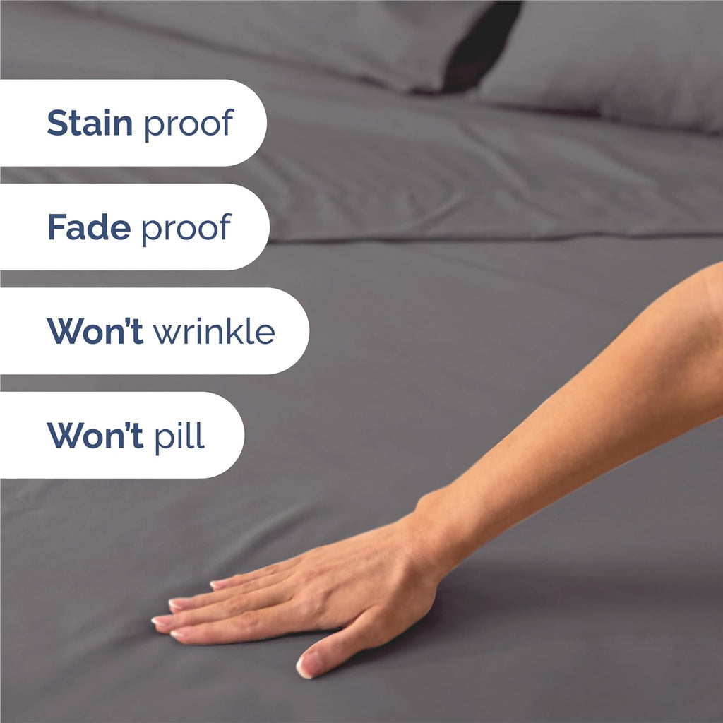 Split King Size 5 Piece Sheet Set - Comfy Breathable & Cooling Bed Sheets Set - Hotel Luxury Bedding for Women, Men, Kids, Teens, Boys & Girls - Deep Pockets, Soft, Wrinkle Free - Oeko - Tex - Dark Grey - OurOwnHaven