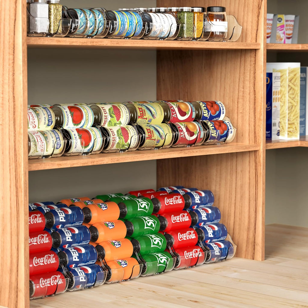 Soda Can Organizer and Dispenser for Refrigerator / Pantry, Clear, Set of 2 - OurOwnHaven