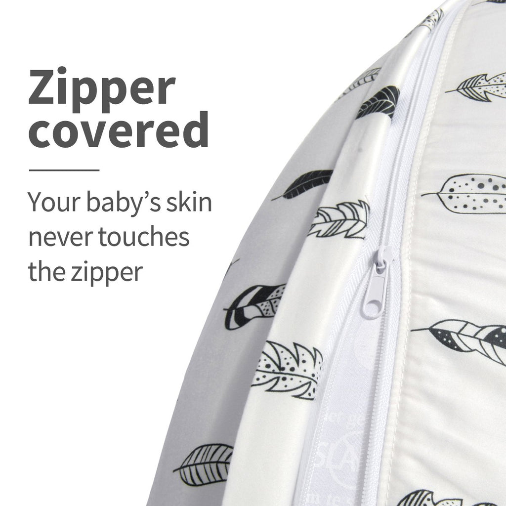Soft Nursing Pillow Cover Slipcover – Breathable & Gentle Maternity Breastfeeding Cushion Cover for Newborn Feeding, Feather Print, ZT01 - OurOwnHaven