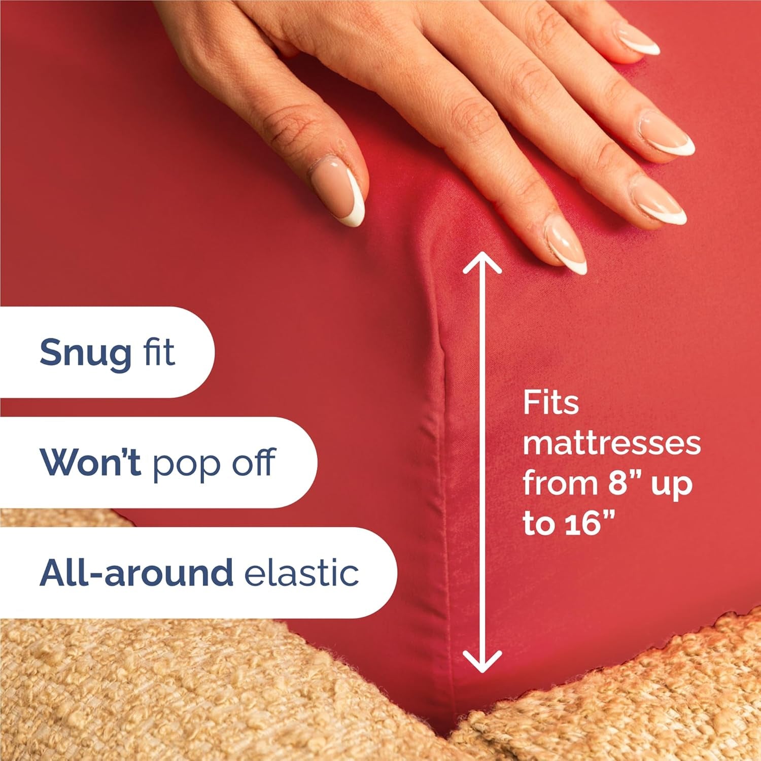 Split King Size 5-Piece Sheet Set – Cooling, Ultra-Soft Hotel-Luxury Sheets with Deep Pockets, Wrinkle-Free & Oeko-Tex Certified (Red)