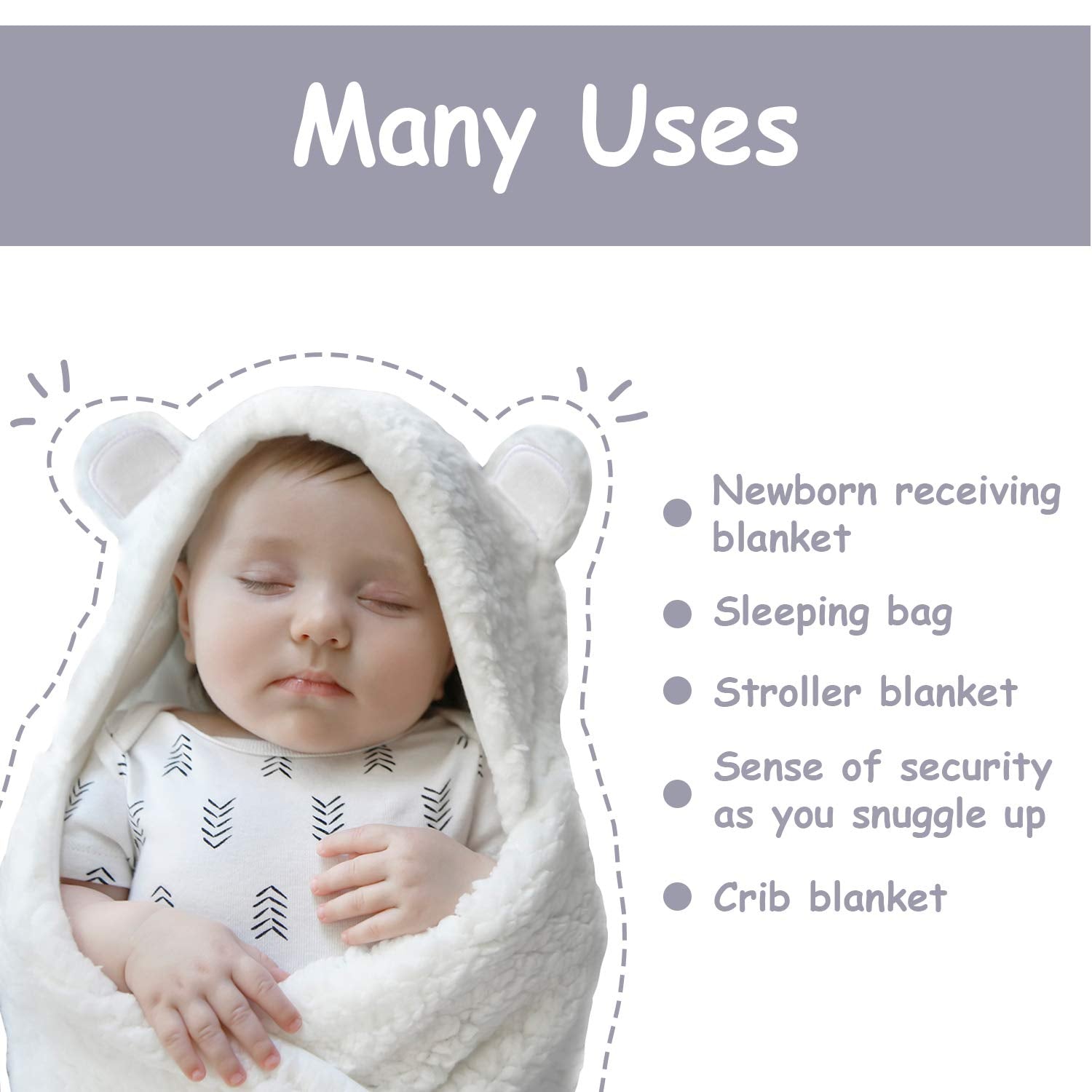 Cute Bear Organic Newborn Swaddle Blanket – Gender - Neutral Soft Cotton Baby Wrap for 3–6 Months (White) - OurOwnHaven