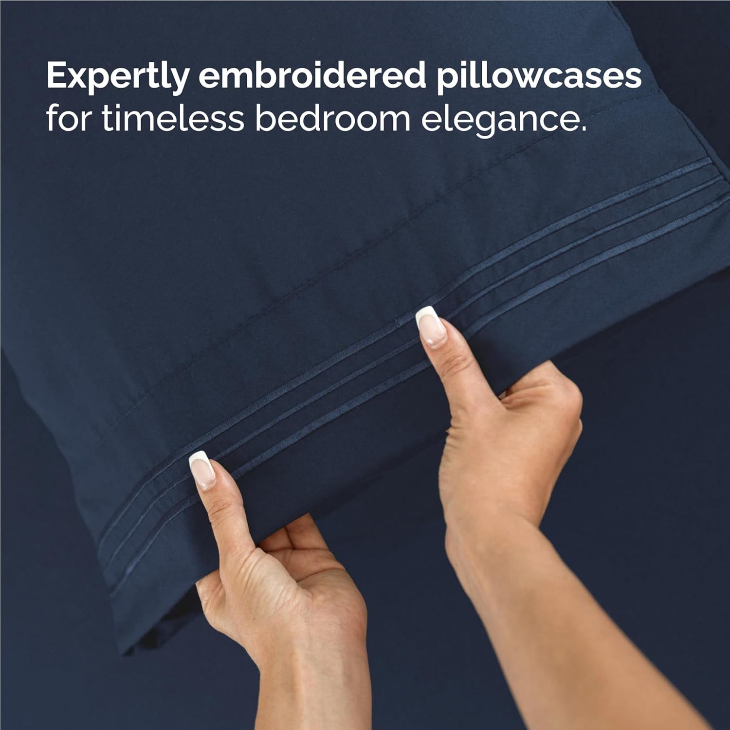 Twin XL 3 - Piece Sheet Set – Breathable Cooling Bedding with Deep Pockets, Soft, Wrinkle - Free & Oeko - Tex Certified (Navy Blue) - OurOwnHaven