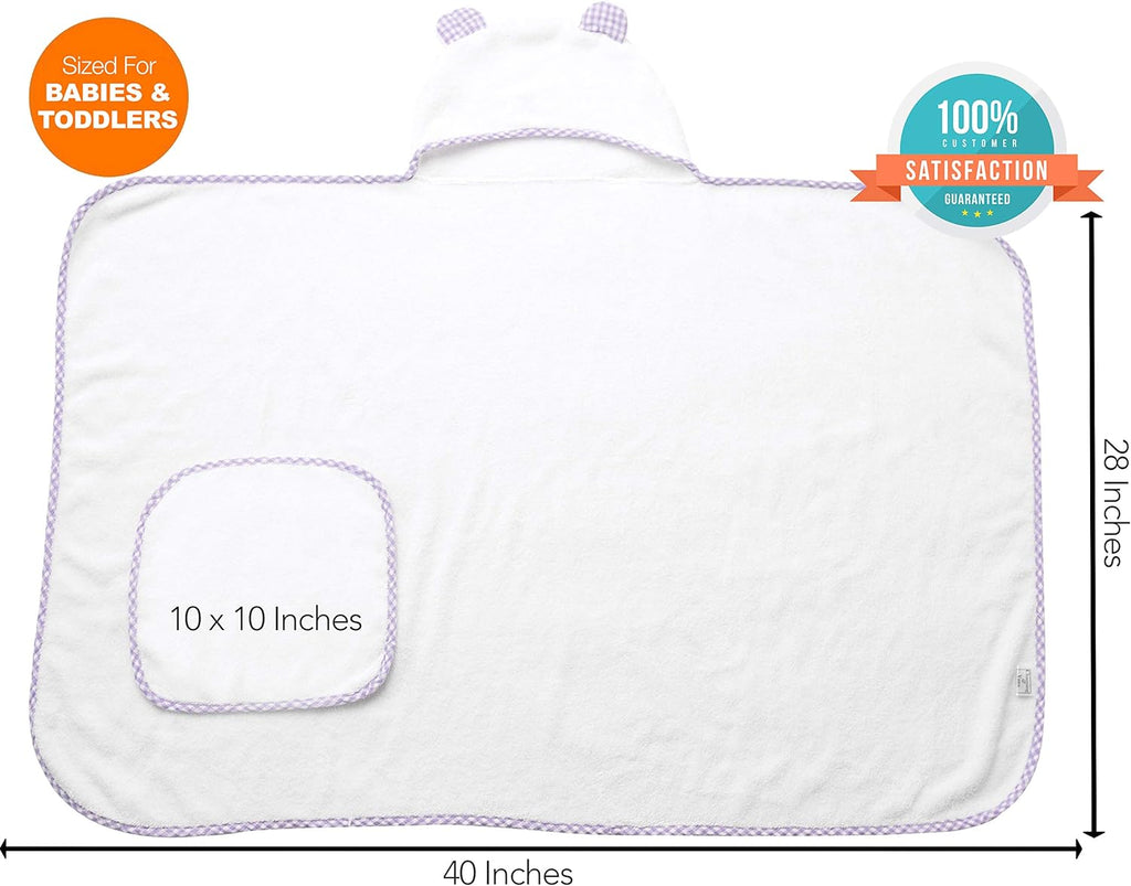 Premium Hooded Baby Towels for Girls – Organic Bamboo Viscose Bath Towel & Washcloth Set, Ultra-Soft & Absorbent (Purple)
