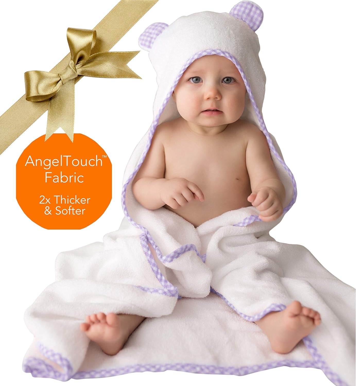 Premium Hooded Baby Towels for Girls – Organic Bamboo Viscose Bath Towel & Washcloth Set, Ultra-Soft & Absorbent (Purple)