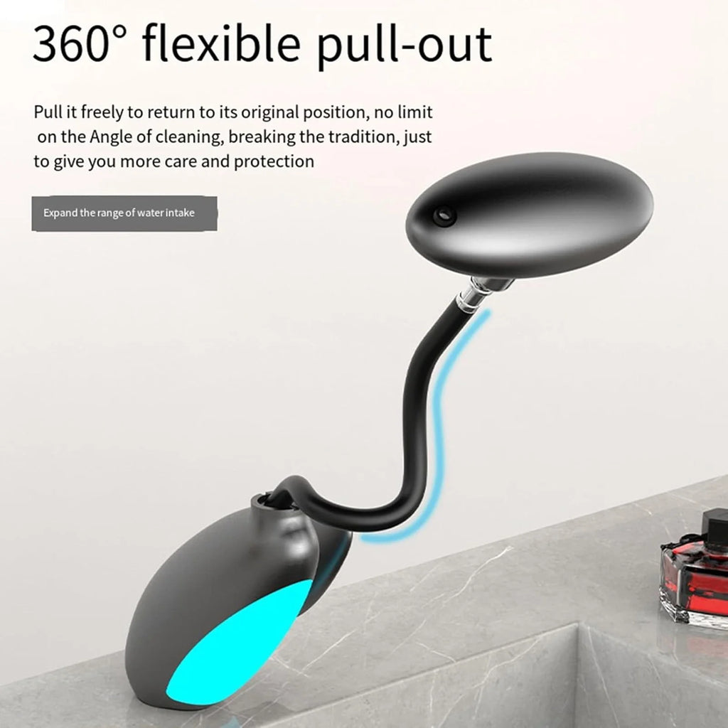 Bathroom Vanity Faucet with Pull Out Sprayer Hot & Cold Water LED Ambient Light Single Handle Modern Black Finish Copper 1 Hole Mount PPA Fiber - OurOwnHaven