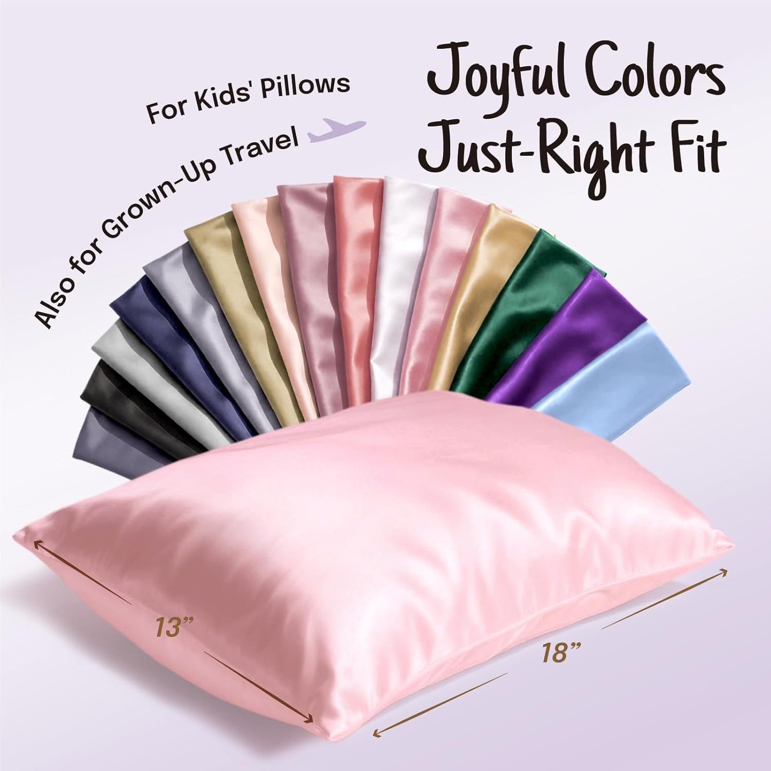 100% Mulberry Silk Toddler Pillowcase – 19 Momme Double-Sided Natural Silk for Hair & Skin, Hidden Zipper (13”×18”, Light Plum)