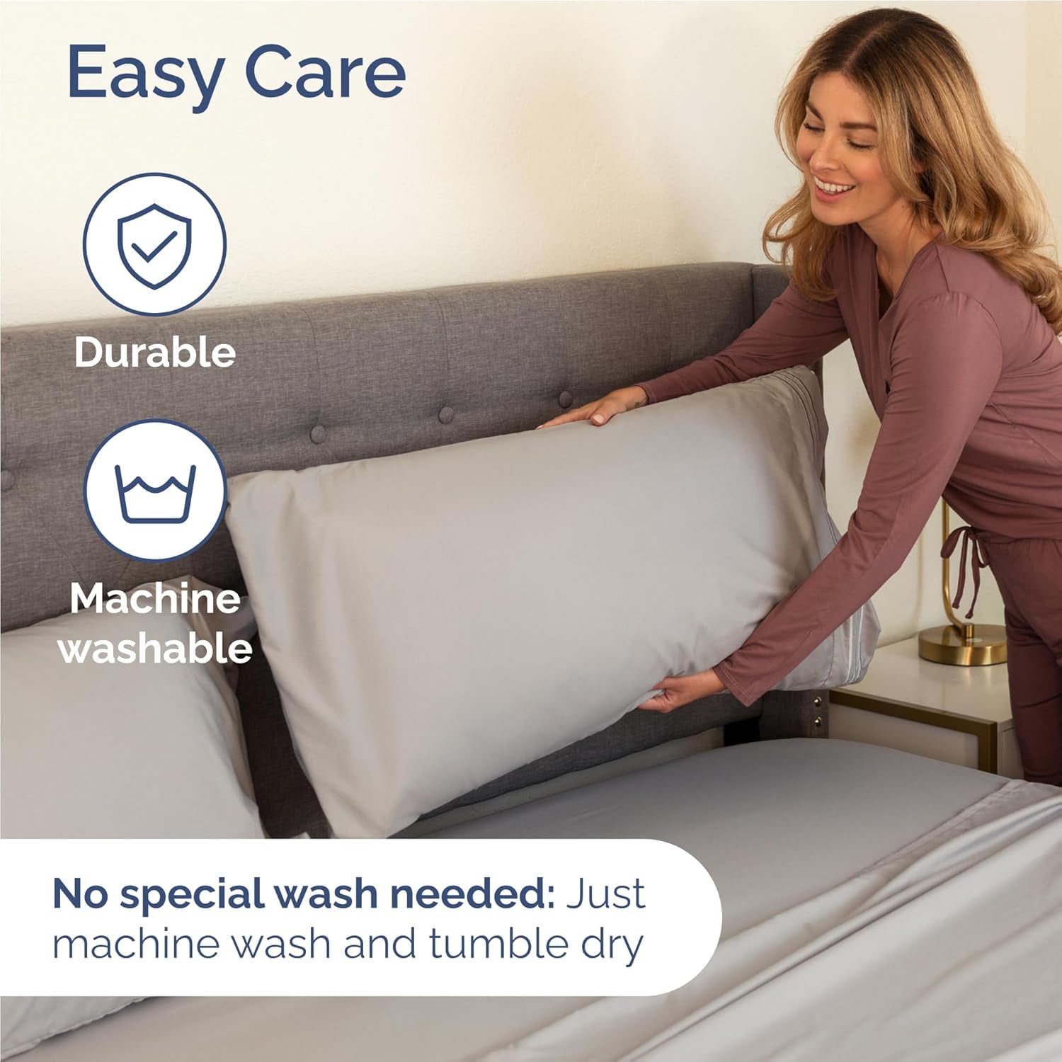 Twin XL 3 - Piece Sheet Set – Soft Cooling Sheets with Deep Pockets, Wrinkle - Free & Oeko - Tex Certified (Light Grey) - OurOwnHaven