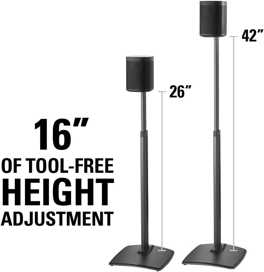 Adjustable Height Wireless Speaker Stands Designed for SONOS ONE (Black) - OurOwnHaven