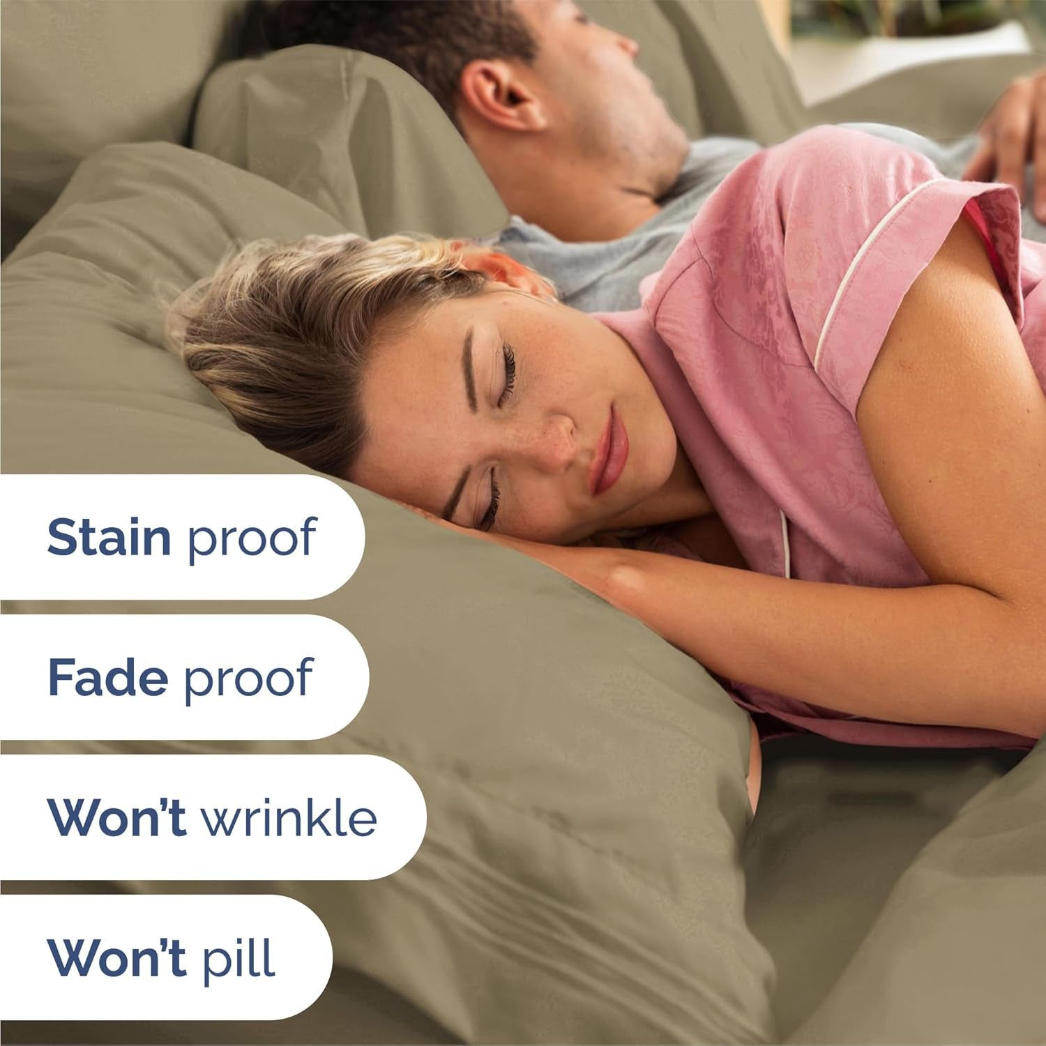 Queen Size 4 - Piece Sheet Set – Breathable Cooling Sheets with Deep Pockets, Ultra - Soft, Wrinkle - Free & Oeko - Tex Certified (Khaki) - OurOwnHaven