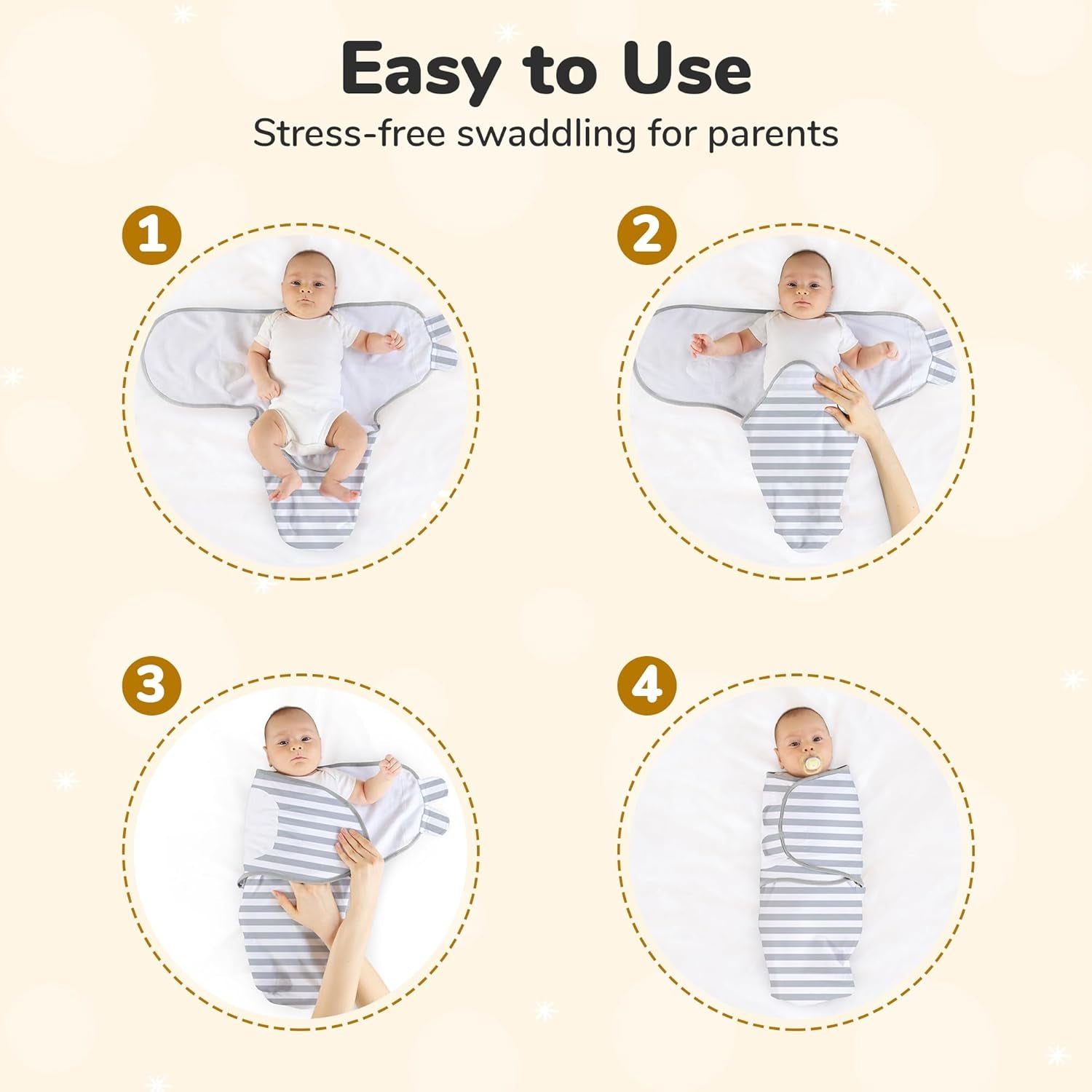 Organic Baby Swaddle Blankets (3 - Pack) – Adjustable Newborn Swaddle Sleep Sacks for 0–3 Months, Easy Wrap, Soft & Breathable, Grey - OurOwnHaven