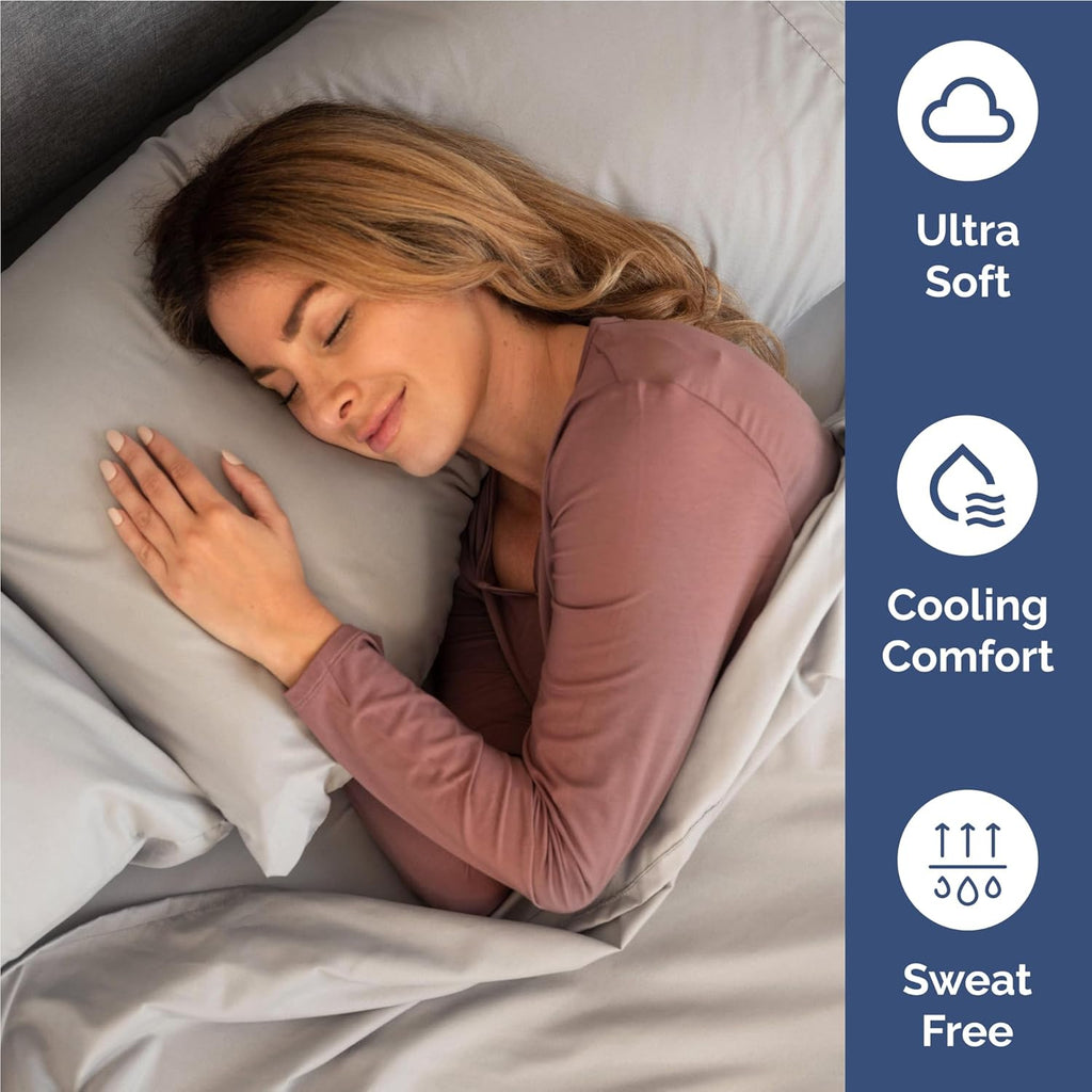 Twin XL 3 - Piece Sheet Set – Soft Cooling Sheets with Deep Pockets, Wrinkle - Free & Oeko - Tex Certified (Light Grey) - OurOwnHaven