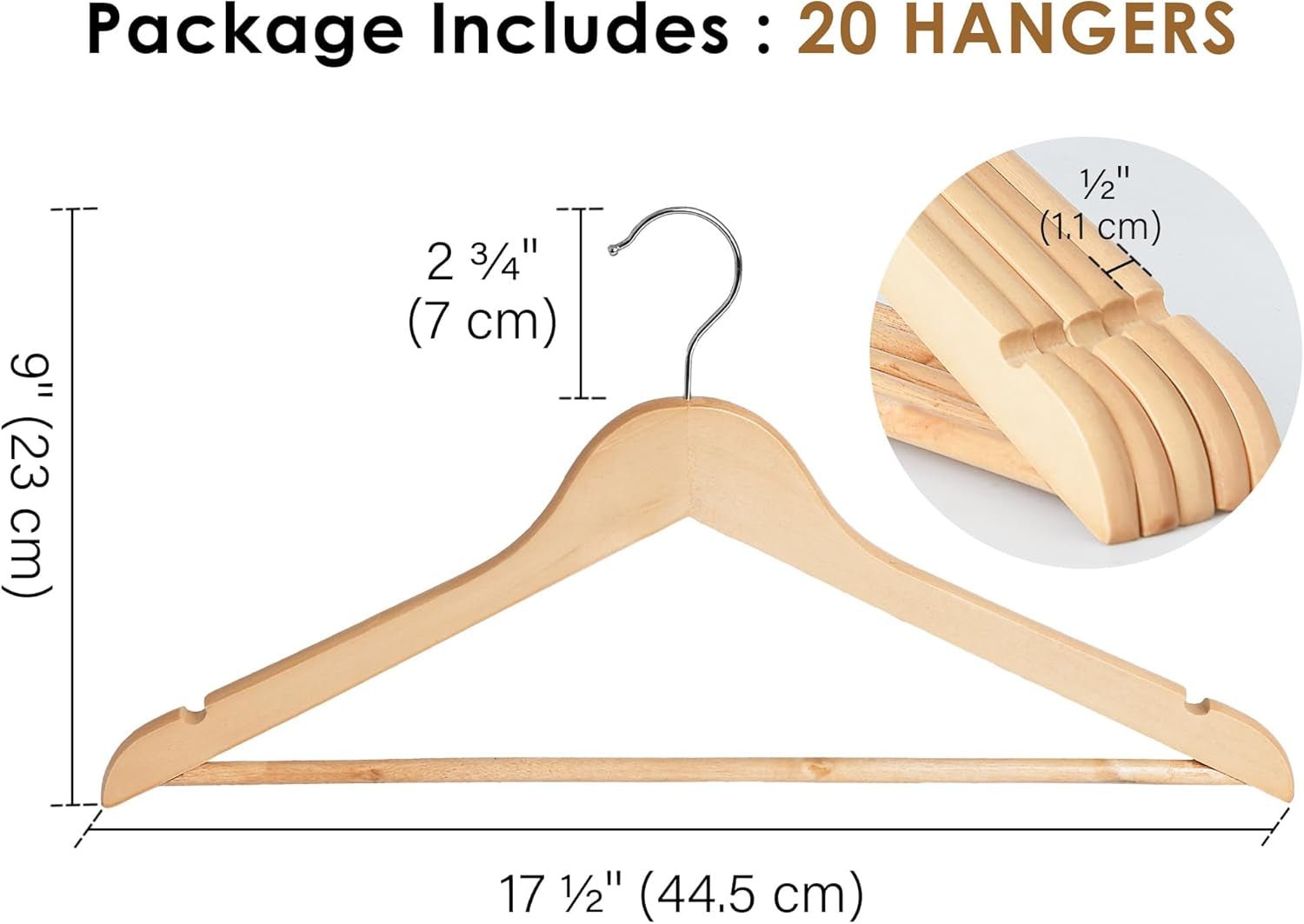 Wooden Clothes Hangers (20 - Pack) – Heavy - Duty Natural Wood Coat Hangers for Suits, Shirts, Pants & Jackets - OurOwnHaven