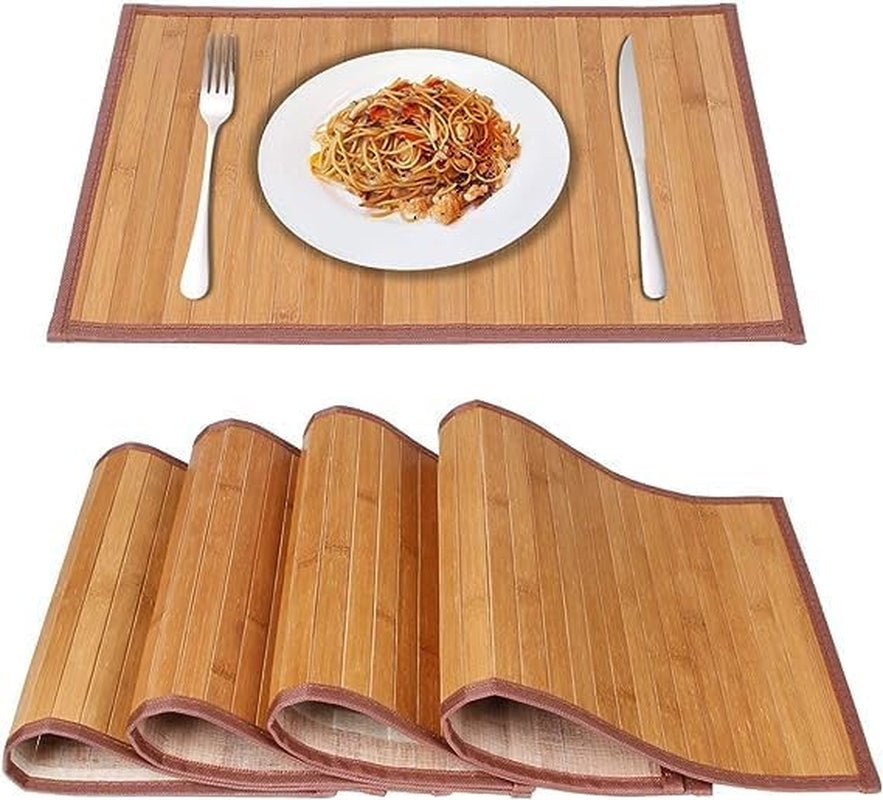 Placemats Set of 4 for Dining Table, Bamboo Place Mats for Kitchen Table Decor, Table Mats Heat Resistant & Non - Slip for Indoor/Outdoor Party, Table Placemats Set of 4 for Dinner Table Yellow - OurOwnHaven