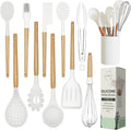 Silicone Cooking Utensils Set (11 - Piece) – BPA - Free, Non - Toxic Heat - Resistant Kitchen Tools with Holder, White - OurOwnHaven