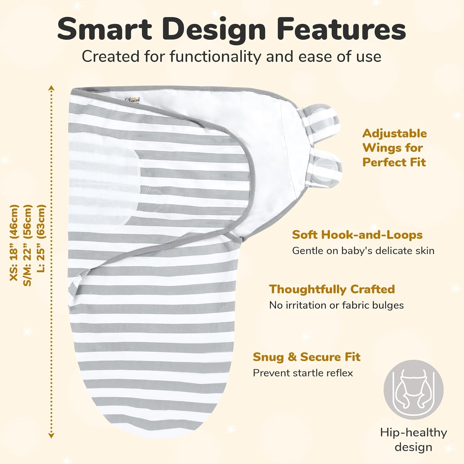 Organic Baby Swaddle Blankets (3 - Pack) – Adjustable Newborn Swaddle Sleep Sacks for 0–3 Months, Easy Wrap, Soft & Breathable, Grey - OurOwnHaven