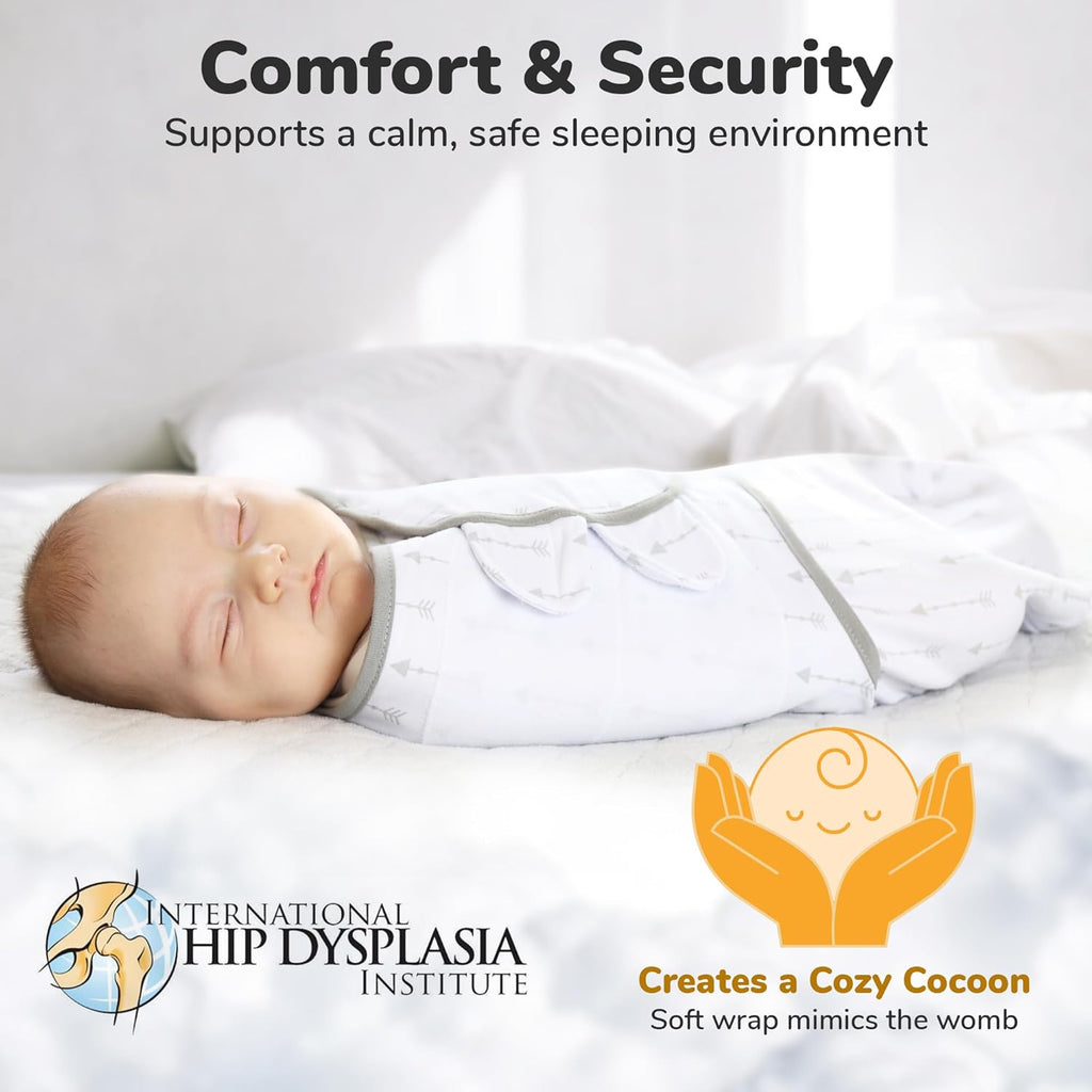 Organic Baby Swaddle Blankets (3 - Pack) – Adjustable Newborn Swaddle Sleep Sacks for 0–3 Months, Easy Wrap, Soft & Breathable, Grey - OurOwnHaven