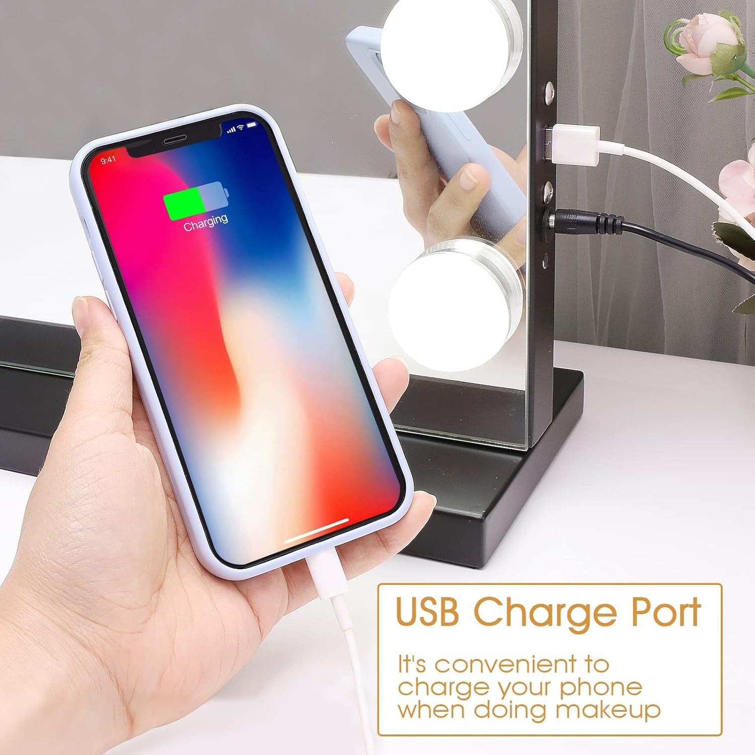 Large Hollywood Vanity Mirror with Lights – Black Makeup Mirror with 15 LED Bulbs & 3 Color Lighting Modes for Bedroom or Vanity - OurOwnHaven