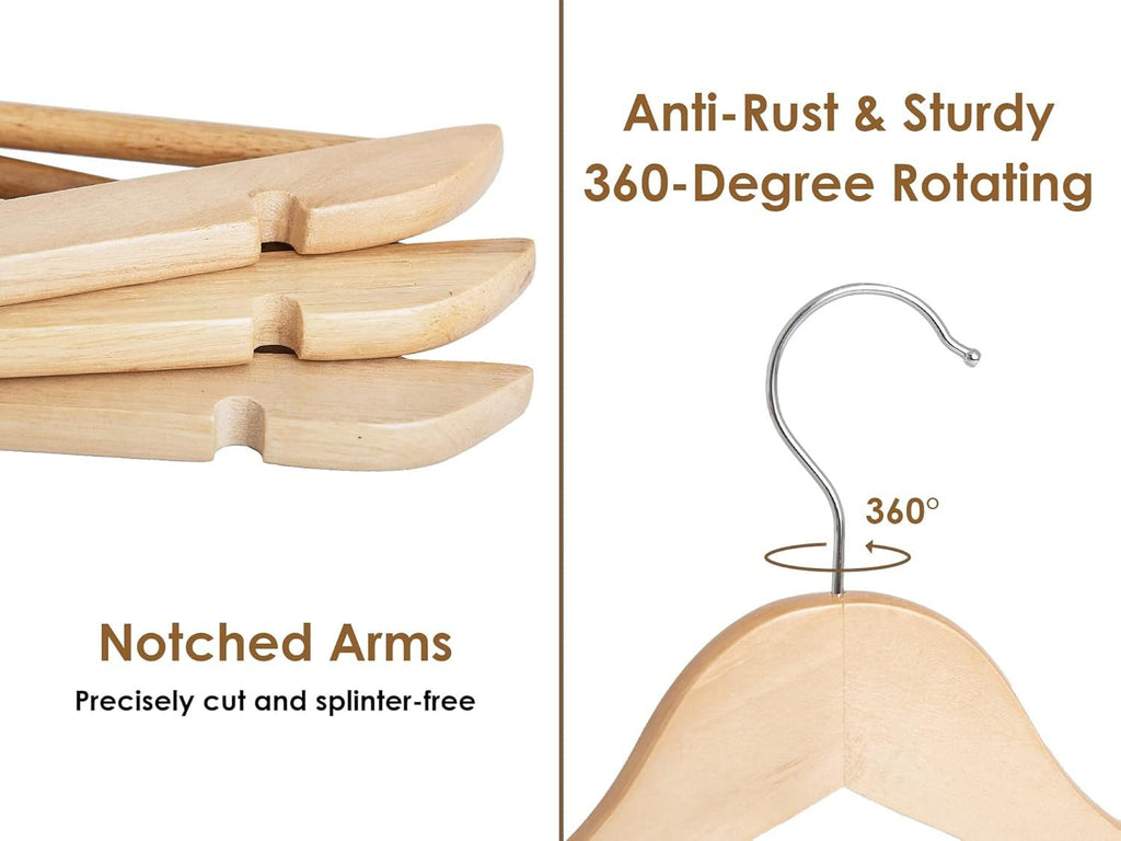 Wooden Clothes Hangers (20 - Pack) – Heavy - Duty Natural Wood Coat Hangers for Suits, Shirts, Pants & Jackets - OurOwnHaven