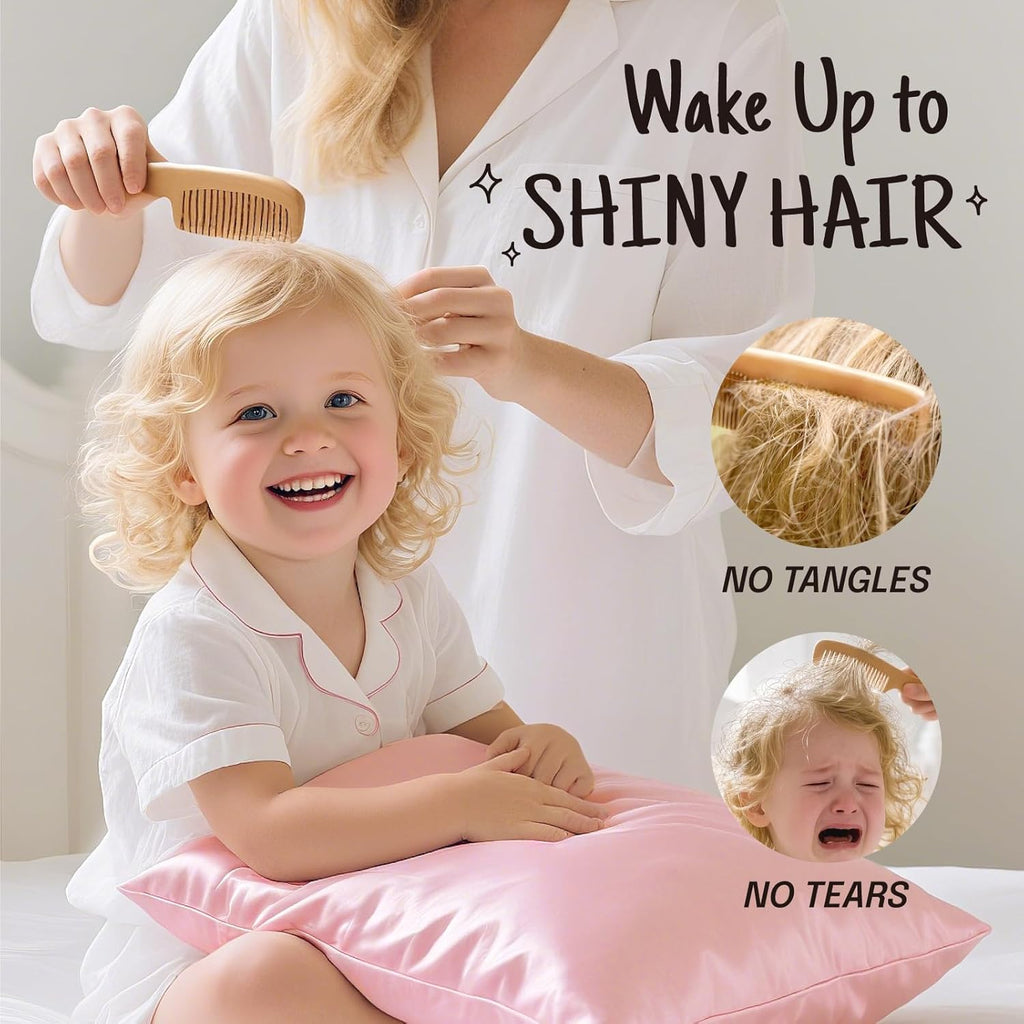 100% Mulberry Silk Toddler Pillowcase – 19 Momme Double-Sided Natural Silk for Hair & Skin, Hidden Zipper (13”×18”, Light Plum)