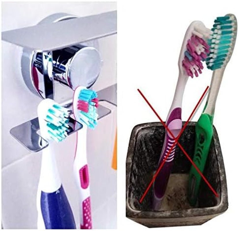 Toothbrush Holder Jewelry Toothpaste Razor Organizer Suction Cup, Mirror, Tile, Wall Mounted, Gift for Bathroom Shower - OurOwnHaven