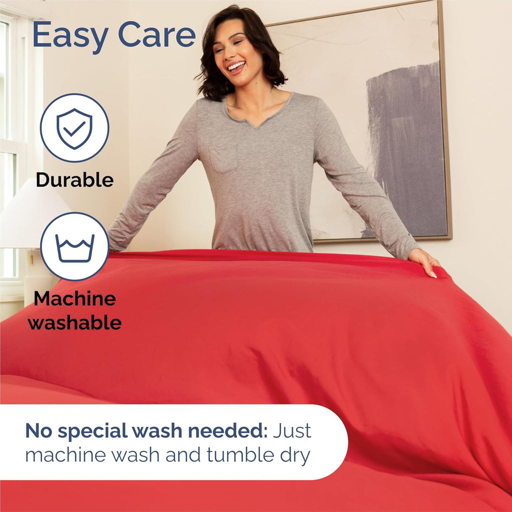 Split King Size 5-Piece Sheet Set – Cooling, Ultra-Soft Hotel-Luxury Sheets with Deep Pockets, Wrinkle-Free & Oeko-Tex Certified (Red)