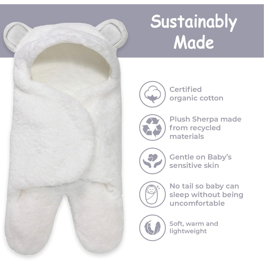 Cute Bear Organic Newborn Swaddle Blanket – Gender - Neutral Soft Cotton Baby Wrap for 3–6 Months (White) - OurOwnHaven