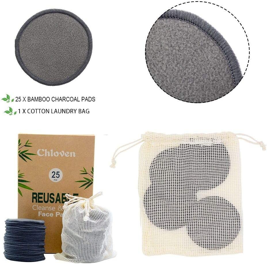 Reusable Bamboo Makeup Remover Pads (25 - Pack) – Washable Eco - Friendly Cotton Rounds for All Skin Types with Storage Bag - OurOwnHaven