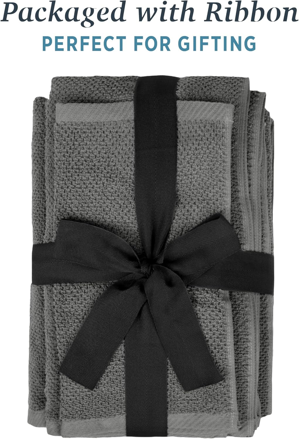 Franklin 100% Cotton Popcorn Towel Set – 6-Piece 600 GSM Plush Bath Towels, Soft, Absorbent & Durable (Dark Gray)