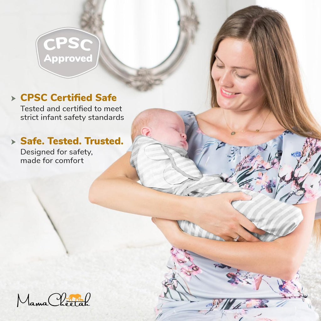 Organic Baby Swaddle Blankets (3 - Pack) – Adjustable Newborn Swaddle Sleep Sacks for 0–3 Months, Easy Wrap, Soft & Breathable, Grey - OurOwnHaven