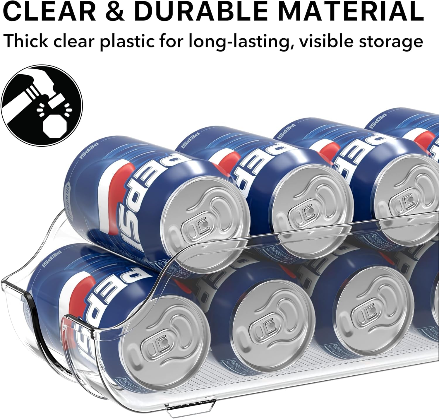 Soda Can Organizer and Dispenser for Refrigerator / Pantry, Clear, Set of 2 - OurOwnHaven