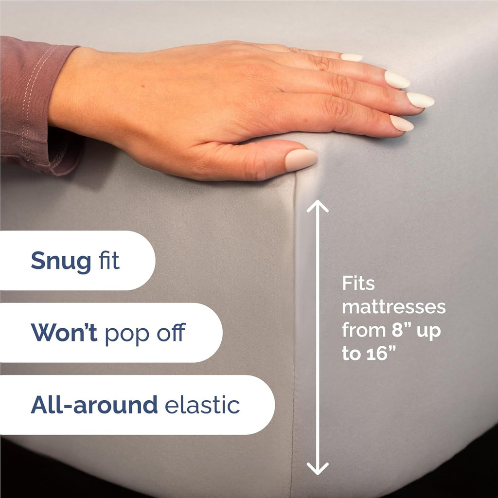 Twin XL 3 - Piece Sheet Set – Soft Cooling Sheets with Deep Pockets, Wrinkle - Free & Oeko - Tex Certified (Light Grey) - OurOwnHaven