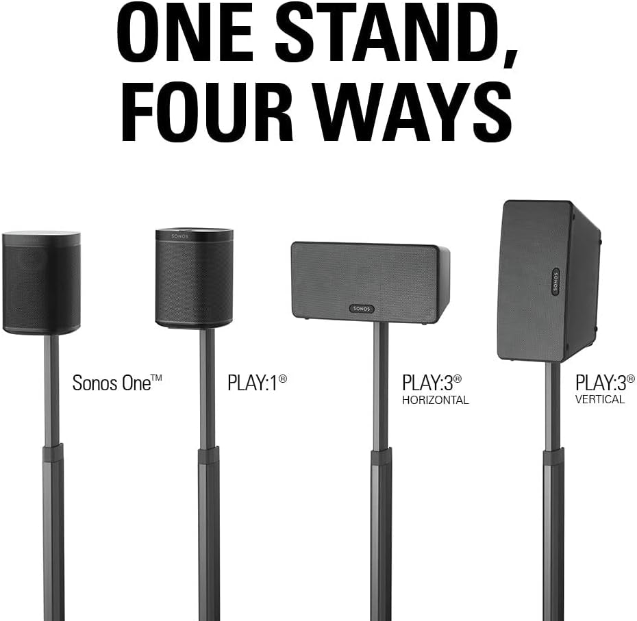 Adjustable Height Wireless Speaker Stands Designed for SONOS ONE (Black) - OurOwnHaven