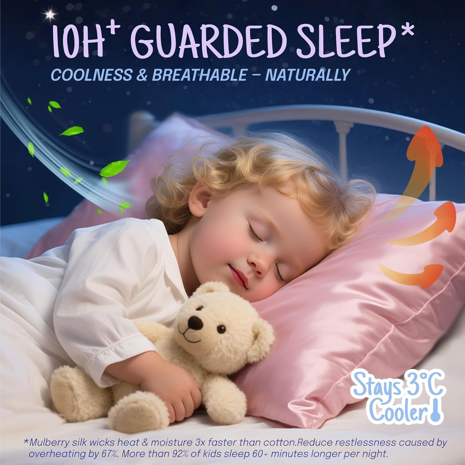 100% Mulberry Silk Toddler Pillowcase – 19 Momme Double-Sided Natural Silk for Hair & Skin, Hidden Zipper (13”×18”, Light Plum)