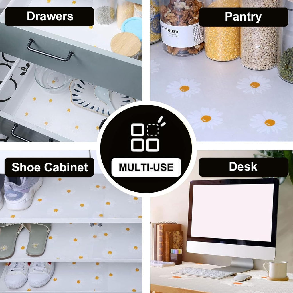 Kitchen Shelf & Drawer Liners – Waterproof, Oil - Proof Non - Adhesive EVA Cabinet Liner, Washable Floral Design (11.8”×118”) - OurOwnHaven