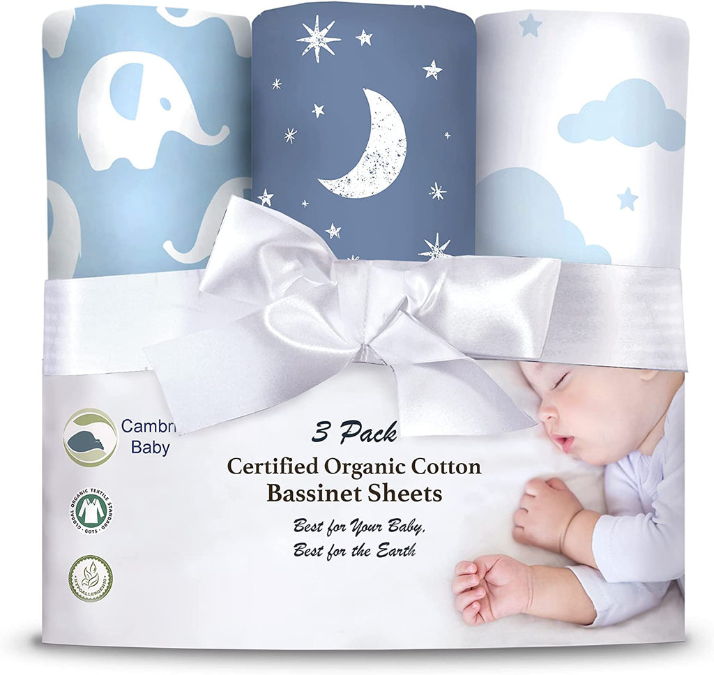 Organic Cotton Jersey Bassinet Sheets (3 - Pack) – Stretch Fit for Halo, Snoo, Graco & Standard Bassinets, Ultra - Soft & Breathable - OurOwnHaven