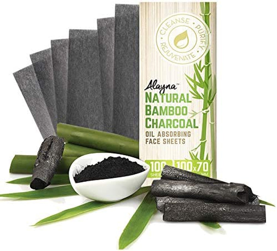 Bamboo Charcoal Oil Blotting Sheets (3-Pack, 300 Count) – Natural Face Blotters to Absorb Shine for Makeup & Skincare